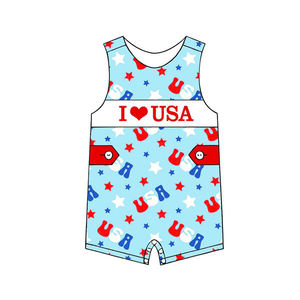 Conjunto Infantil al por Mayor GSSO3637 Personalizado para Niña Activa, Diseño I Love USA sin Mangas - Product Image 6