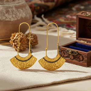 New Trend 22K Gold Plated Hammered Oxidized Earring Wholesale Handmade Turkish 925 <b>Silver</b> Sterling Jewelry for Women - Product Image 3