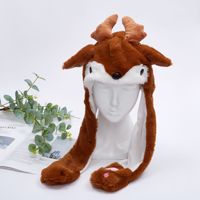 Chapeau de Noël créatif en gros avec oreilles mobiles, chapeau en peluche de renne pour cadeaux promotionnels et expositions