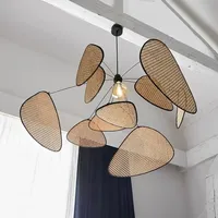 Lustre en rotin de style français pour salle à manger et salon, suspension décorative pour la maison, éclairage intérieur, vente directe usine