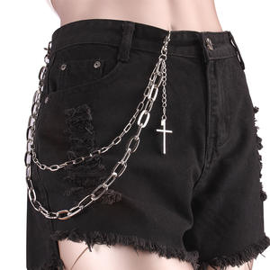 Cadena de Cintura Cruzada de Aleación de Zinc, Estilo Hip Hop Punk, Cadena Corporal Casual de Moda, Blanca K708 - Product Image 1