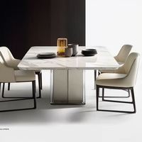 Table à manger rectangulaire OEHOME de luxe léger, moderne, haut de gamme, design, en résine, réglable, portable, écologique, imperméable, 6 places