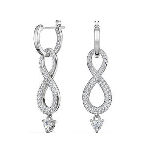 Boucles d'oreilles en or blanc E2046 avec diamants ronds taille brillant couleur D, bijoux de luxe naturels pour femmes, pour mariage - Product Image 1