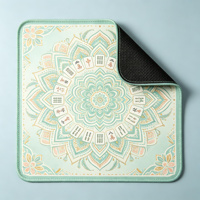 Tapis de mahjong vert sauge, imprimé fleurs de cerisier et bambou, antidérapant, en microfibre, pour 4 joueurs