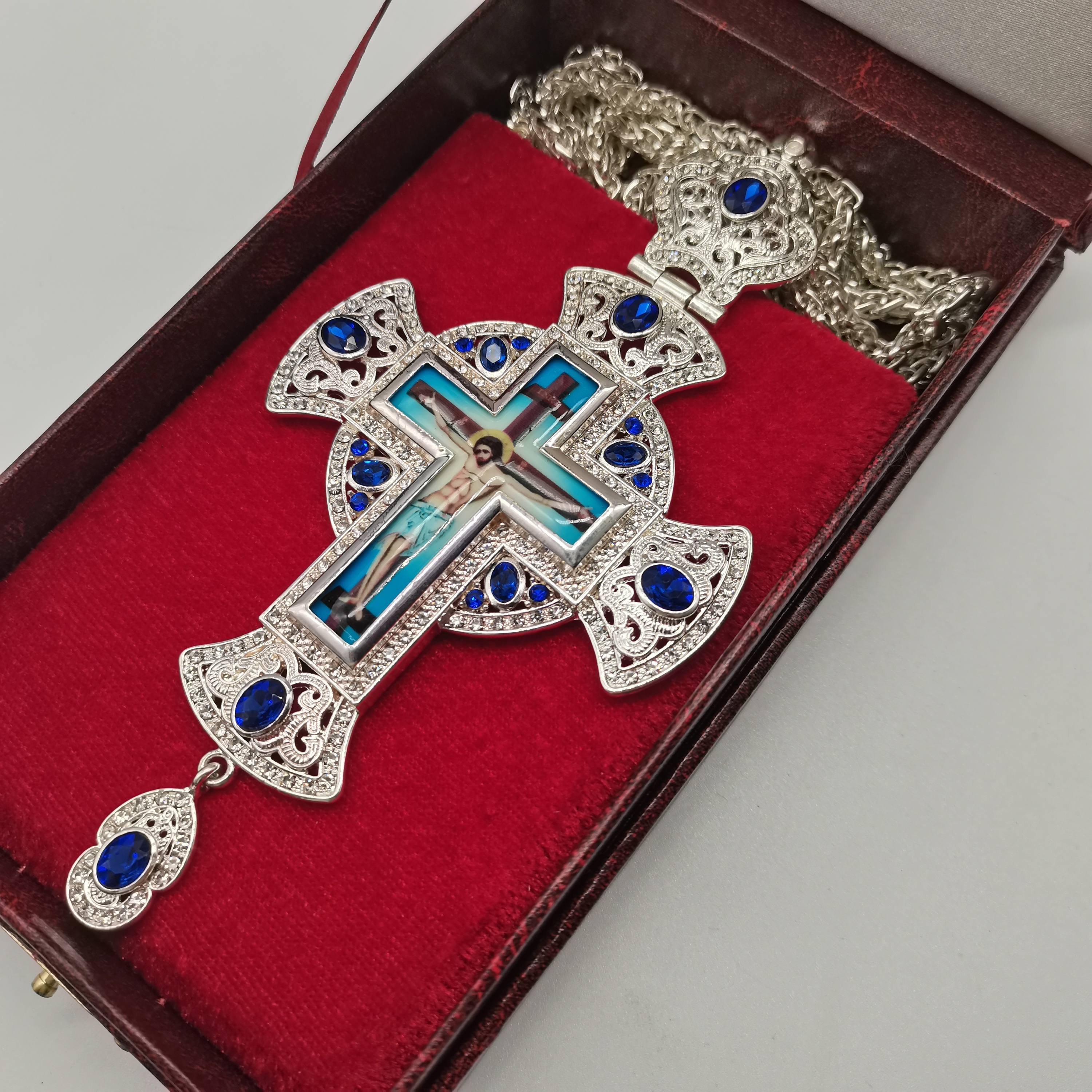 Promotion de prière de L'église du D'art Populaire Grec Produits Alliage Saint Chrétien Orthodoxe Argent Croix Pectorale pour Prêtre