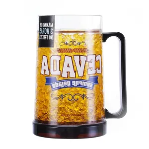 High Quality Double-layer Plastic Gift Gel 450 Ml Frozen Summer Cold Drink Cup Beer Mug Custom Cups