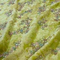 Velours lourd brodé de perles, 100% soie, velours métallique, tissu burnout, robe, manteau, jupe, tissu de créateur