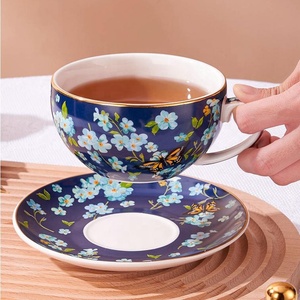 Set teko keramik gaya Eropa dengan Trim emas, 1-Cup teko & cangkir piring untuk pribadi teh sore di RUMAH & kantor - Product Image 4