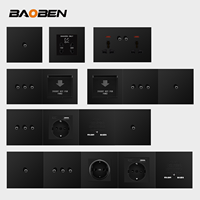 BAOBEN Interrupteur et prise de chevet noirs en PC, produit modulaire personnalisable, idéal pour les appartements de vacances et les hôtels