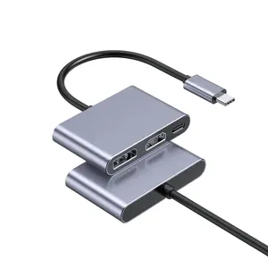 2024 Bester Preis Multifunktions-Dockingstation, 3 in 1 USB C HUB mit USB c zu Displayport und HDMI 4K@60Hz-Adapter