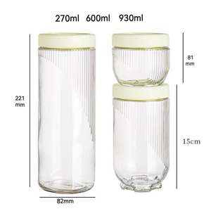 Bocal de stockage empilable en verre <span class=keywords><strong>Pandora</strong></span> 3PCS Set Sealed Canister Kitchen Airtight Tanks For Peaberry Grains Fruits Céréales Noix Épice - Product Image 4