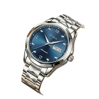 Montre à quartz pour homme Aili Feida en acier inoxydable, résistante à l'eau 30M, lumineuse, ultra-fine 9mm, avec fermoir double à boucle papillon