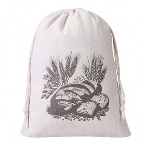 Sac à pain en coton et lin avec cordon de serrage, doublure en TPU de qualité alimentaire, recyclable, réutilisable, écologique, avec logo personnalisé - Product Image 6