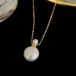 French Light Luxury Real Baroque Freshwater Pearl Perfume Bottle Pendant Necklace