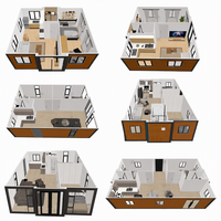 Maison conteneur pliable moderne, villa modulaire préfabriquée avec terrasse et cuisine, ignifuge et étanche pour les propriétaires