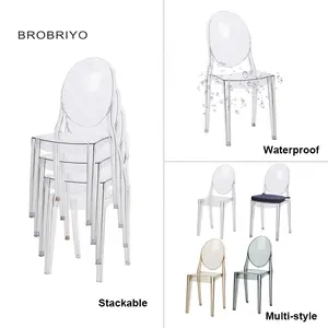 Cheap Price Tall Back Party Crystal Plastic Modern Wedding Bar Transparent Clear Acrylic Ghost Dining Chair