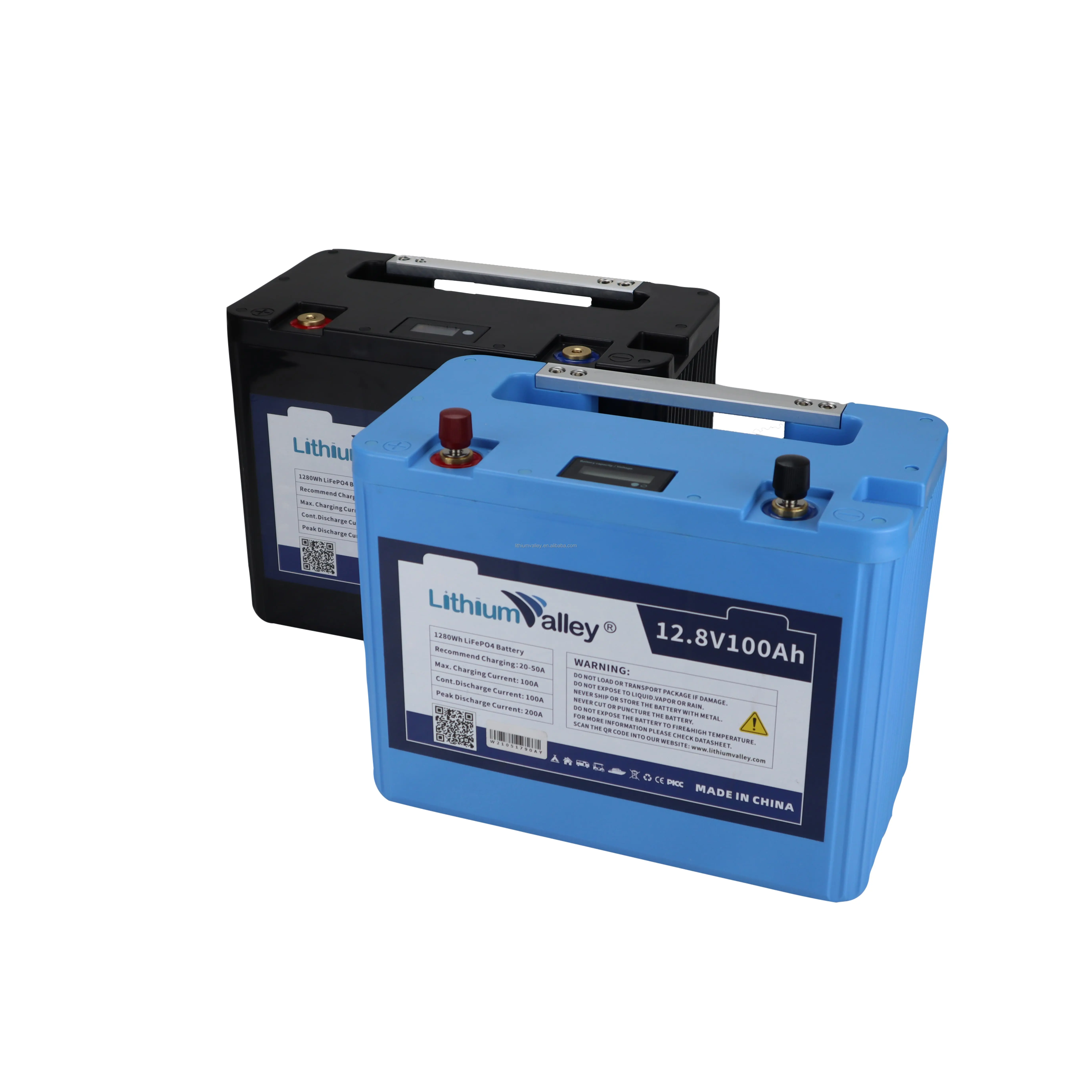 Blue and black Lithium Solar battery for solar system deep cycle battery 12V 100AH LiFEPO4 12V 100AH battery