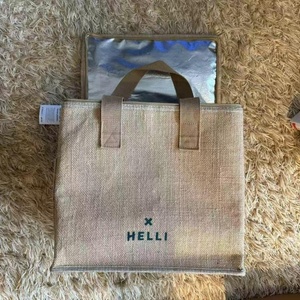 Sac à déjeuner intérieur en aluminium de jute sacs isolés étanches sac de glace de mode Logo personnalisé fourre-tout portable sacs à déjeuner pour femmes hommes enfants - Product Image 5