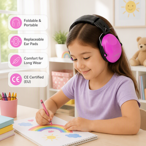 Protectores Auditivos <span class=keywords><strong>para</strong></span> Niños de 3 a 16 Años, NRR 23dB, Cancelación de Ruido, Plegables, Diadema Ajustable, Material ABS, Color Sólido - Product Image 1