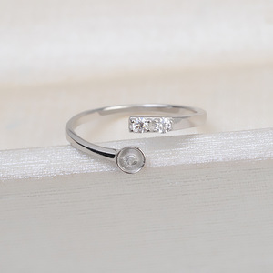 Korean Version S925 Silver Open-Mouth <b>Ring</b> Simple Living Fashionable Empty Crystal DIY <b>Pearl</b> Accessories - Product Image 3