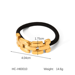 Coiffe géométrique de luxe en acier inoxydable plaqué or 18 carats chaîne de montre noir élastique corde <span class=keywords><strong>à</strong></span> cheveux pour les filles - Product Image 6