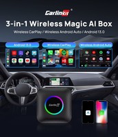 CarlinKit - Caja de TV LED Inalámbrica con Carplay, Android Auto Inalámbrico 8 128G, Adaptador de Video Inteligente con Android 13 para IPTV, Netflix, Kia