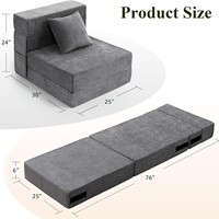 Chaise pliante amovible gris foncé en mousse à mémoire de forme avec oreiller, canapé futon, chaises pliantes, chaise-lit convertible