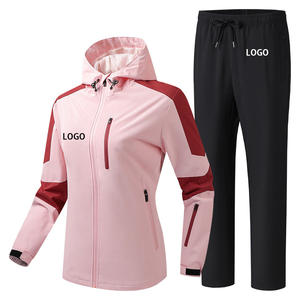 Conjunto de Chaqueta Impermeable y Cortavientos con Capucha y Cierre, Conjunto de Dos Piezas para Mujer - Product Image 1