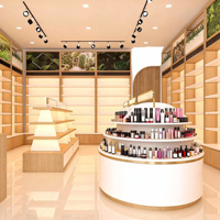 Comptoir de magasin de cosmétiques moderne et personnalisé avec étagères d'exposition en bois à LED, bureau de réception pour magasin de beauté, solution complète pour le magasin