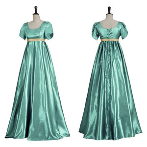 Robe de bal vintage en satin d'automne du XIXe siècle, taille empire, de la marque HP - Product Image 5
