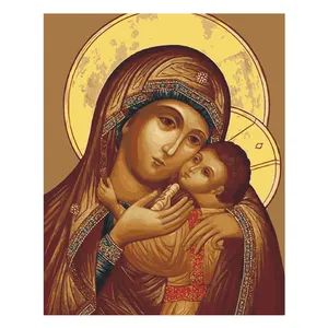 Prix usine peinture par numéros bricolage peinture à l'huile <span class=keywords><strong>toile</strong></span> <span class=keywords><strong>vierge</strong></span> tenant son bébé nature morte sans cadre peinture décor Art - Product Image 1