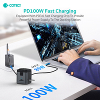 COTECi Hub multifonctionnel en alliage d'aluminium Station d'accueil chargeur magnétique sans fil USB 3.0 TF sortie SD 15W support d'alimentation