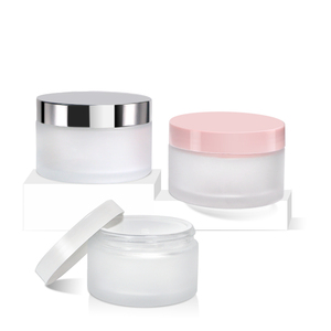 30ml 60ml 100ml <span class=keywords><strong>200</strong></span> <span class=keywords><strong>ml</strong></span> vetro cosmetico rotondo trasparente barattolo di crema smerigliato Scrub per la cura della pelle contenitore con Logo personalizzato con coperchio in oro rosa - Product Image 1