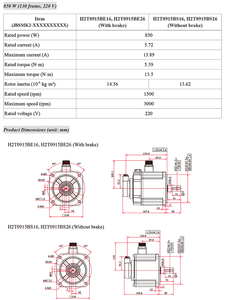 220VAC 1300W 850W 1500RPM 50/60Hz EtherCAT Three-Phase AC Drive Motor Kit <b>Waterproof</b> With 850W 1300W Motor With Drive Kit - Product Image 2