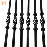 Balustre en fer forgé rond noir à panier unique, design populaire, pour escalier et balustrade de balcon, en métal 5/8