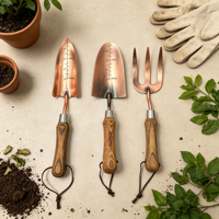 Set di Attrezzi da Giardinaggio Portatili Multifunzionali con Manico in Legno e Mini Rastrello in Ottone Anticato Personalizzato