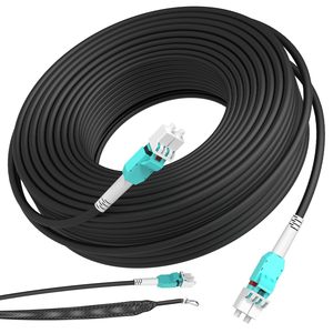 Câble de brassage fibre optique blindé extérieur LC vers LC, OEM ODM, 30M/98FT, OM3/OM4, Multimode <span class=keywords><strong>Duplex</strong></span> 50/125µm, 10Gb/40Gb/100Gb, industriel, avec gaine TPU - Product Image 1