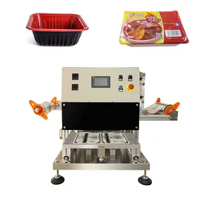 Model tam otomatik vakum gıda plastik tepsi mühürleyen yiyecek tepsisi yapıştırma makinesi
