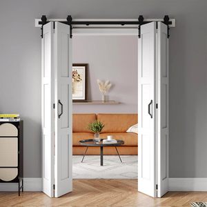 Kit Hardware per Porta Pieghevole a J RHETECH, Acciaio Resistente, Porta Doppia con Installazione a Vite, Accessori per Binario Scorrevole per Porta Stile Fienile - Product Image 4