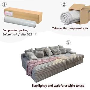 Sofá Cama de Tres Plazas de Tela Marrón Cuadrado Moderno de Alta Gama, Sofá Grande Plegable para Sala Familiar con Envío Gratuito - Product Image 5