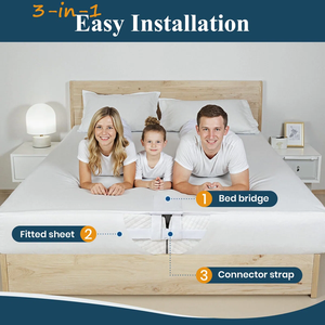 Kit Convertitore 3 in 1 per Letti: da Singolo <span class=keywords><strong>a</strong></span> Matrimoniale, Riempitivo per Divisibili King Size con Lenzuolo con Angoli e Cinghie, Connettore per Materasso - Product Image 3