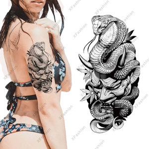 Autocollants de <span class=keywords><strong>tatouage</strong></span> temporaires imperméables fleur de loup crâne de <span class=keywords><strong>serpent</strong></span> Simulation de <span class=keywords><strong>bras</strong></span> complet et demi-<span class=keywords><strong>bras</strong></span> pour l'application corporelle des hommes et des femmes - Product Image 1