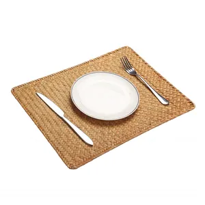 Placemats For Restaurants Natural Vietnam Rattan Placemat Rectangle Tableware Round Farmhouse Handmade Crafts Table Mats
