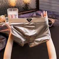 Boxers pour hommes en soie glacée brillante, avec ceinture élastique jacquard respirante, plusieurs couleurs en stock