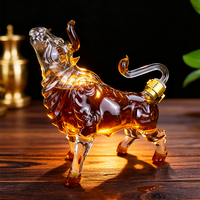Bouteille en verre borosilicate de luxe de 1000 ml, motif unique de talon haut animal, design carré, pour tequila, vodka, brandy, diffuseur