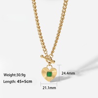 Conjunto de joyería de moda para mujer, collar de acero inoxidable chapado en oro de 18K, estilo Retro, Serie de circonita verde