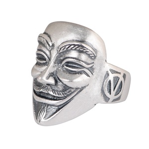 100% S925 Sterling Silber <span class=keywords><strong>Vintage</strong></span> Matt Cluster-Ring Verstellbar Punk Hipster-Stil für Beide Geschlechter für Verlobung - Product Image 1