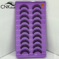 Cils naturels 3/4 courts et effilés 12 mm, sans cruauté, bande en coton ultrafin, faits à la main, réutilisables, faux cils en vison synthétique, aspect naturel