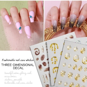 도매 럭셔리 블루 나비와 꽃 네일 아트 데칼 호일 팝 손가락 사용자 정의 골드 5D 매니큐어 스티커 디자이너 브랜드 - Product Image 1