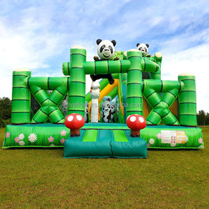 Château gonflable géant Panda World Garden pour enfants, avec toboggan et aire de jeux - Product Image 1